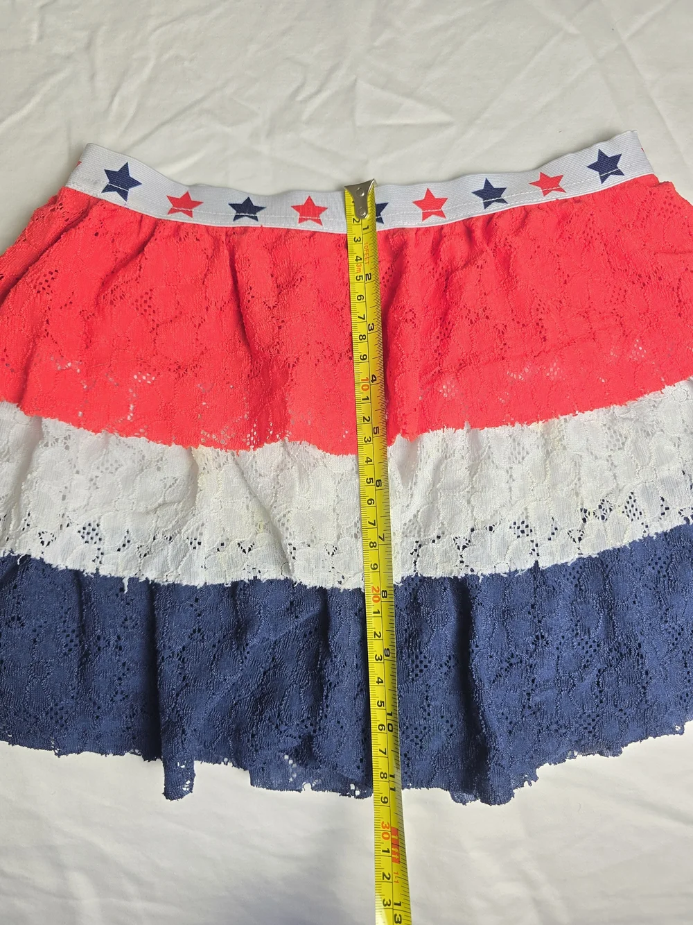 Way To Celebrate Patriotic Girls Tiered Lace Skirt M